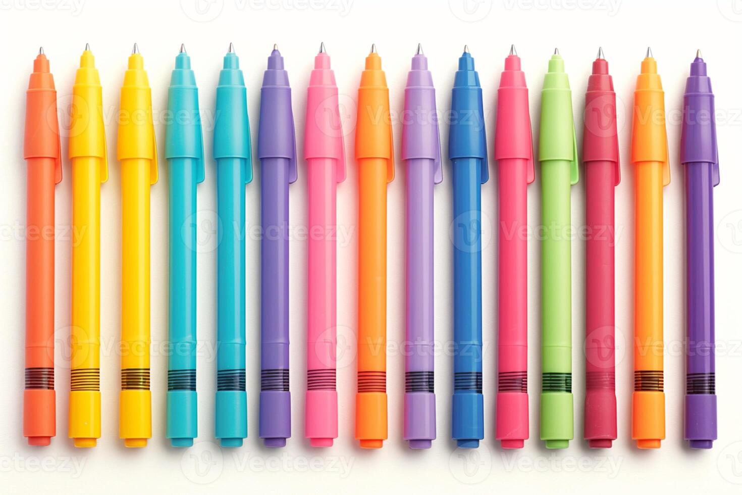 ai gerado vibrante paleta colorida canetas em uma limpar \ limpo branco fundo foto