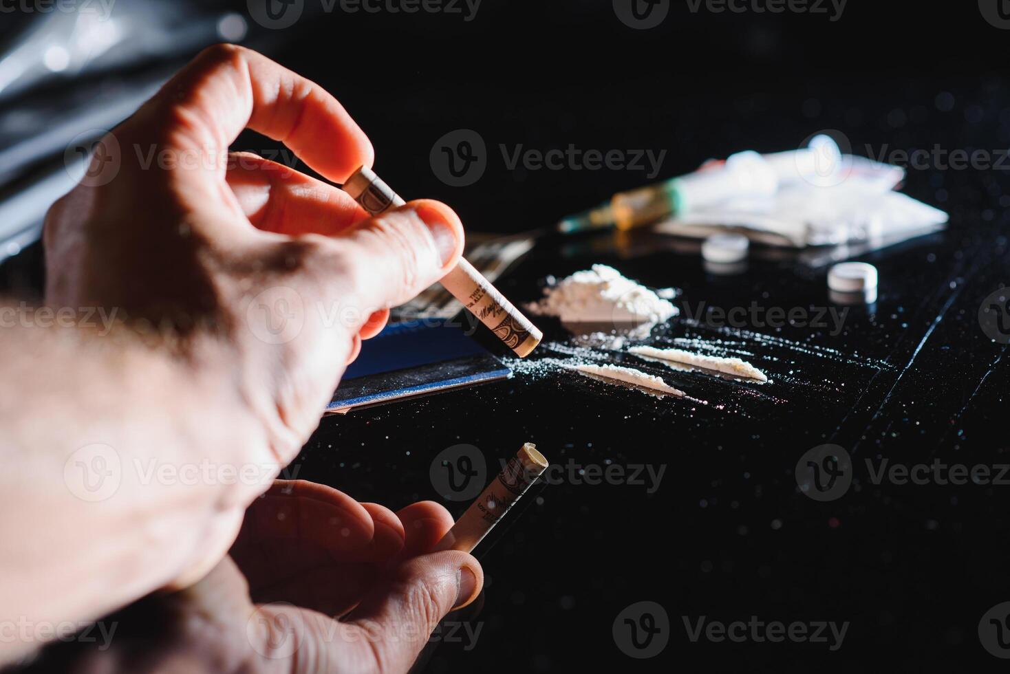 seringa, droga usar e Proibido substâncias foto