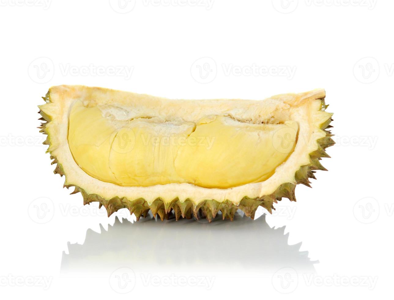 rei das frutas, durian isolado no fundo branco foto