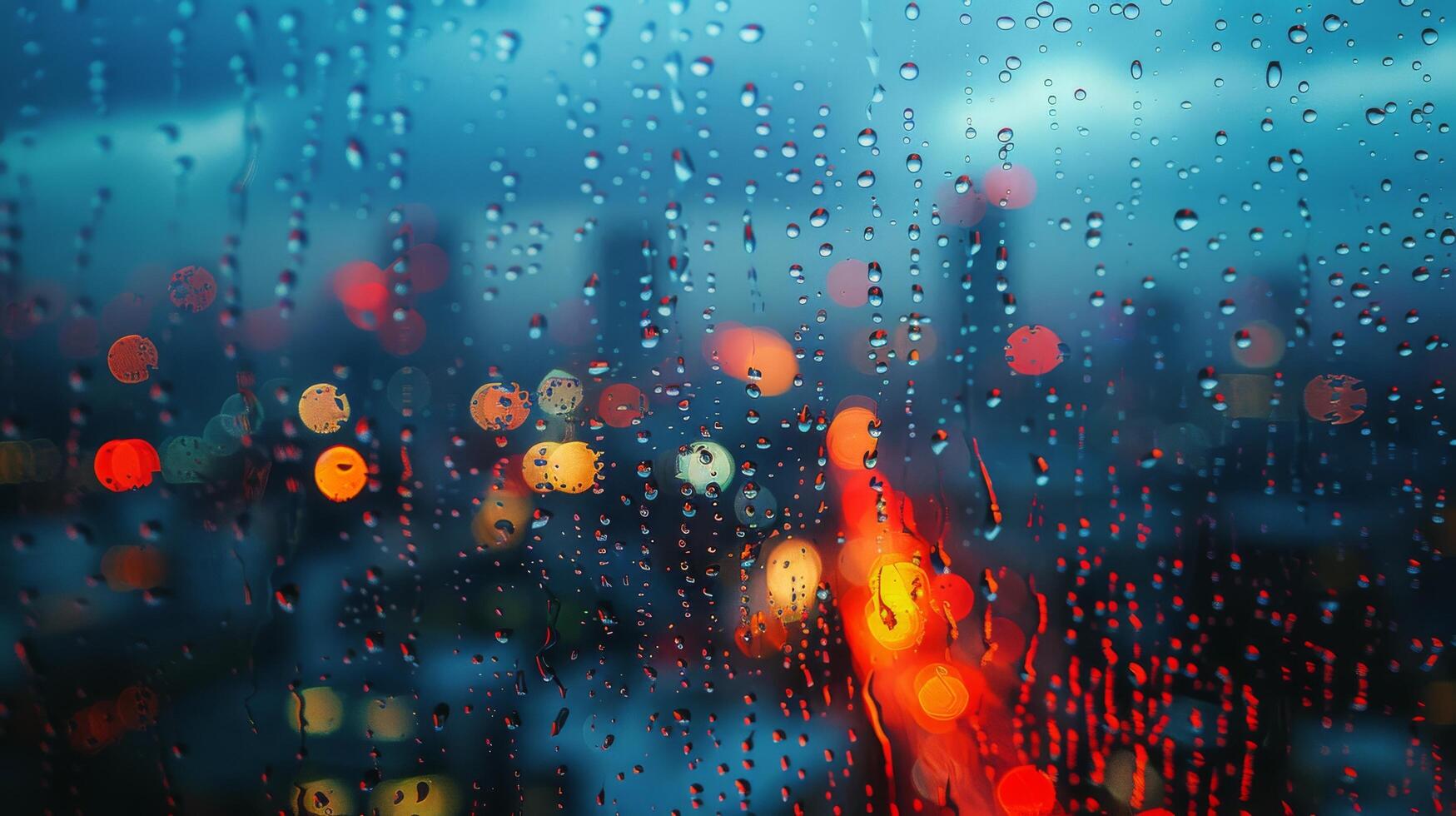 ai gerado chuva gotas em a janela do uma carro às noite foto