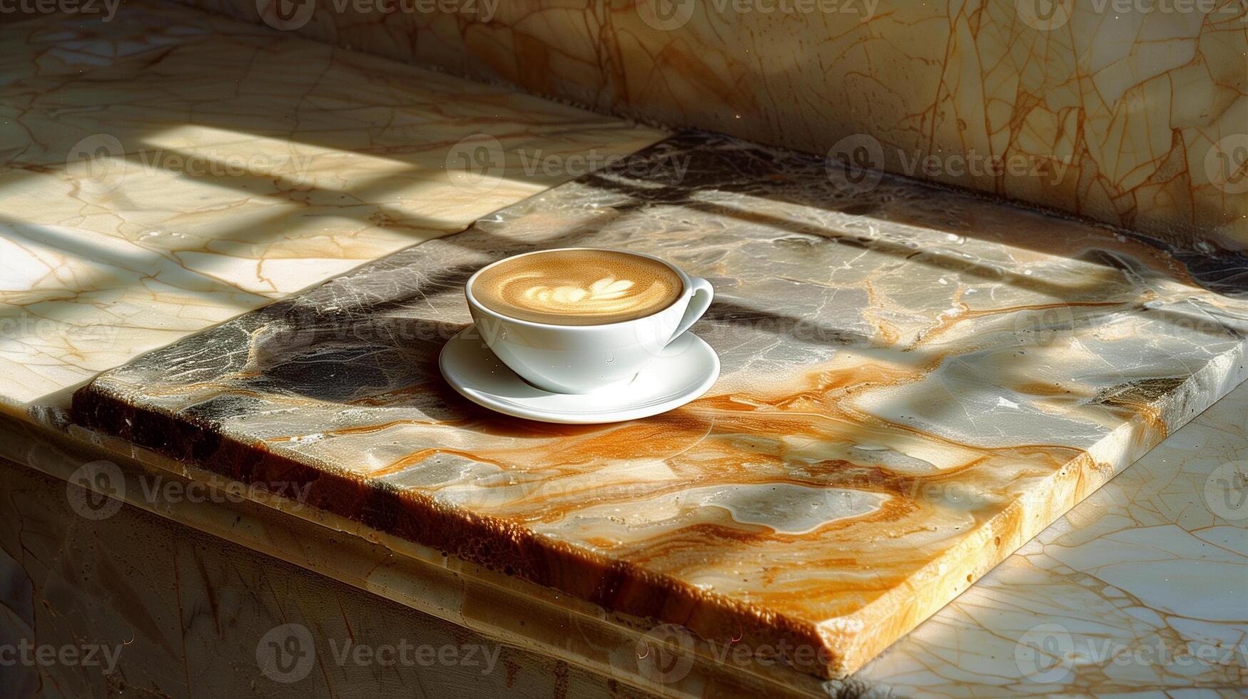 ai gerado cappuccino em polido mármore foto