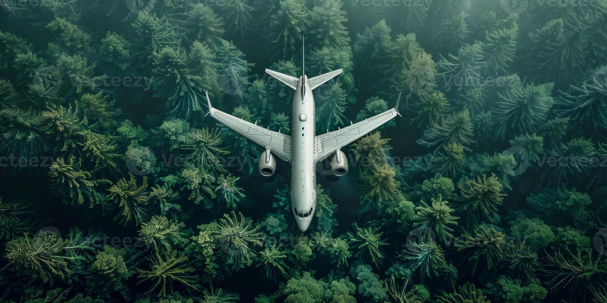 ai gerado aéreo Visão do avião vôo sobre a tropical floresta. foto