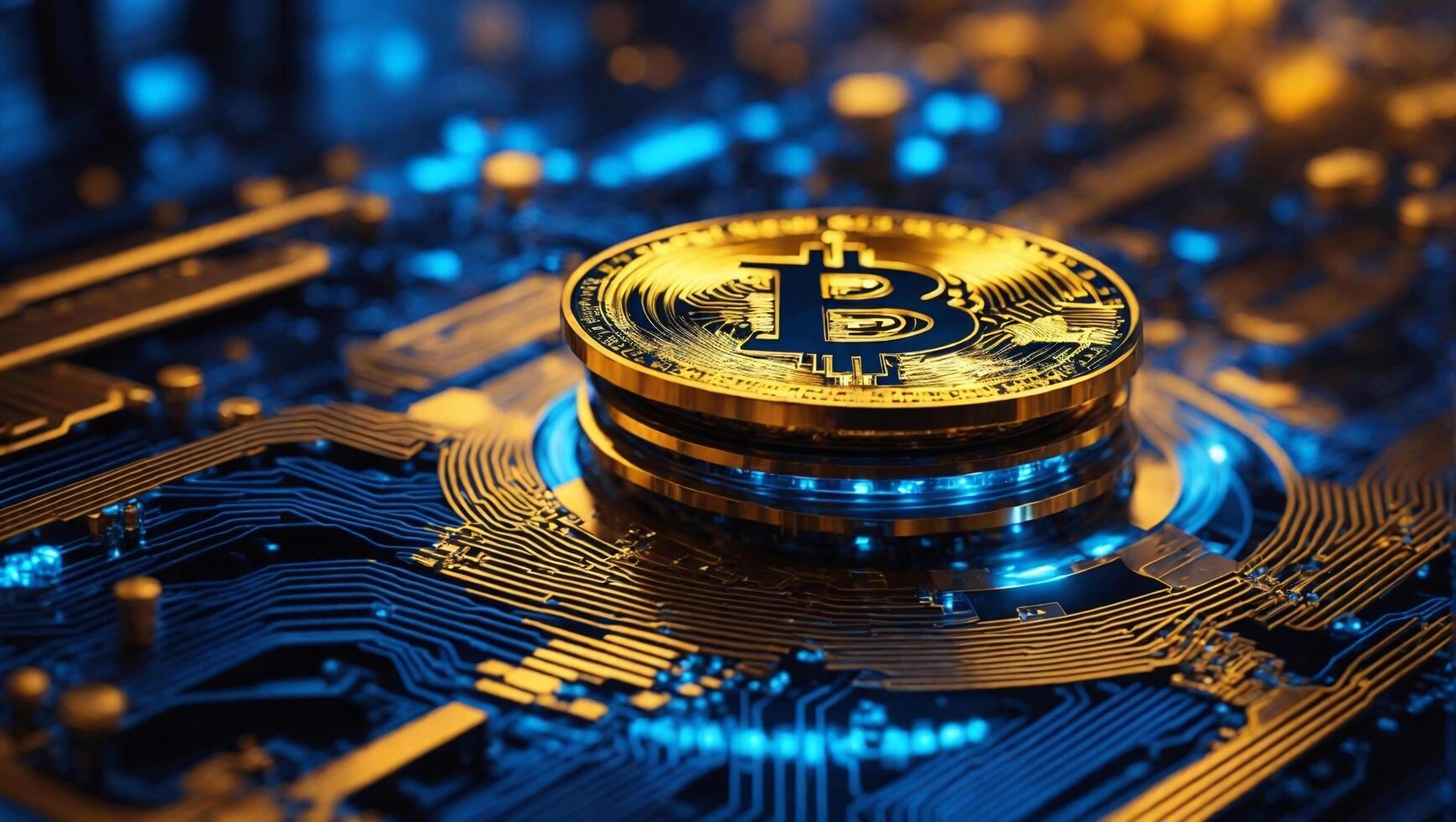 ai gerado bitcoin criptomoeda digital dinheiro dourado moeda tecnologia e o negócio conceito foto