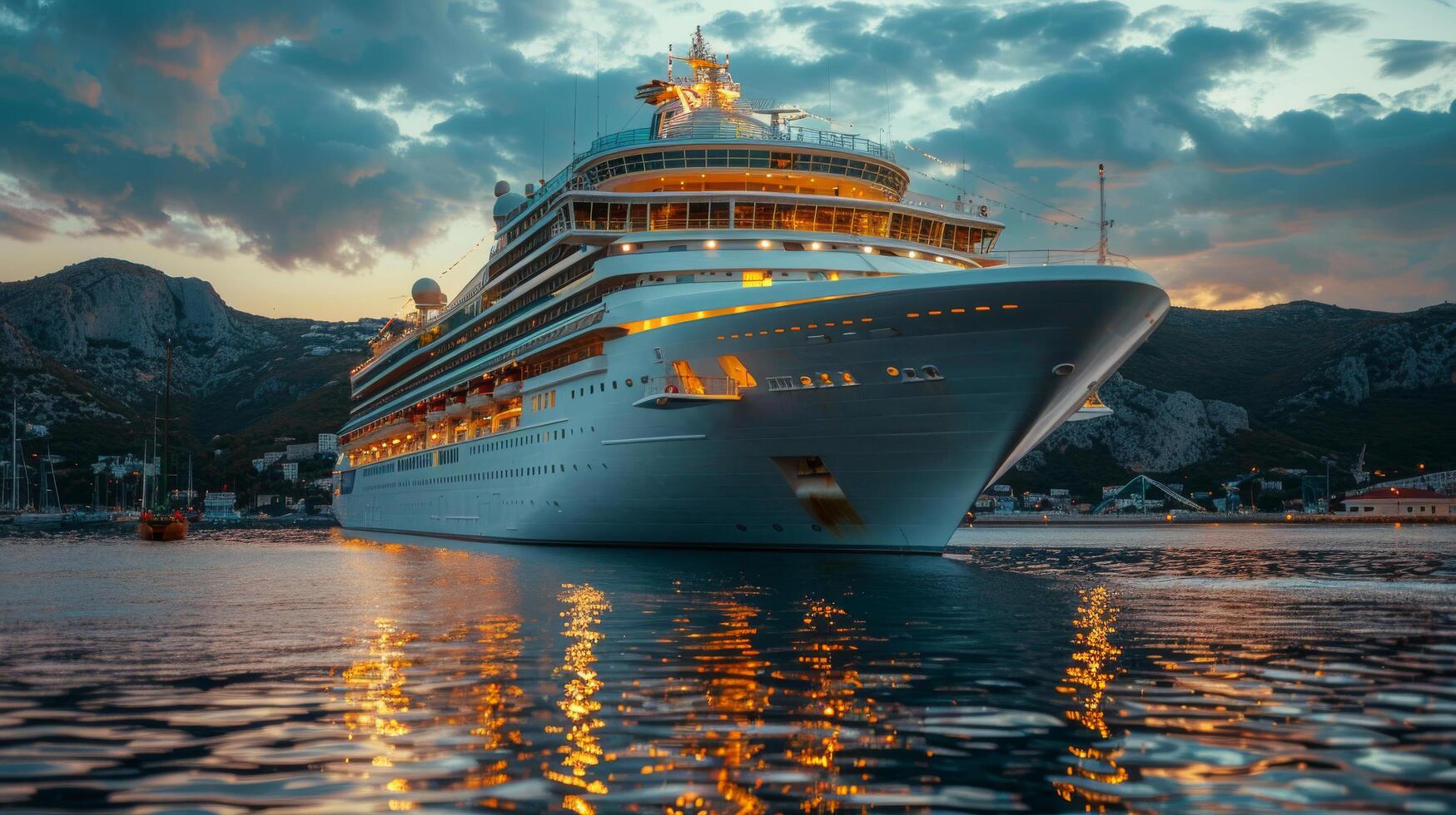 ai gerado ampla cruzeiro navio Navegando dentro aberto oceano foto