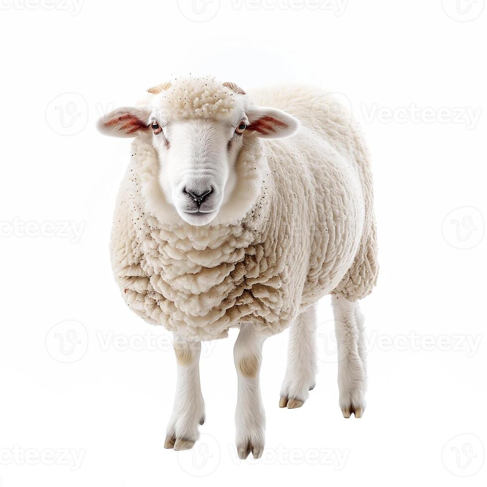 ai gerado fofa engraçado ovelha isolado em branco background.generative ai foto