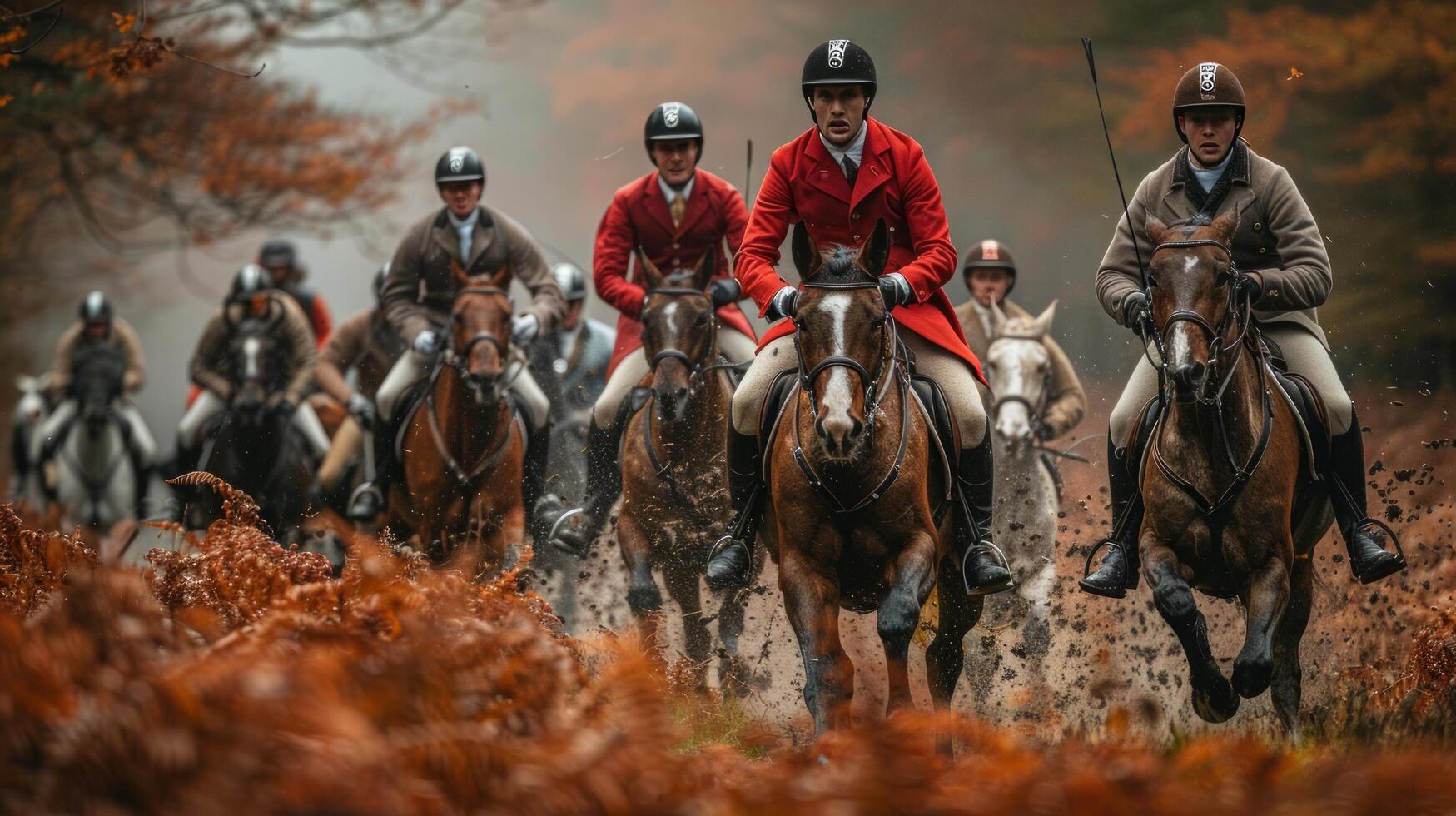 ai gerado grupo do homens equitação em cavalos foto