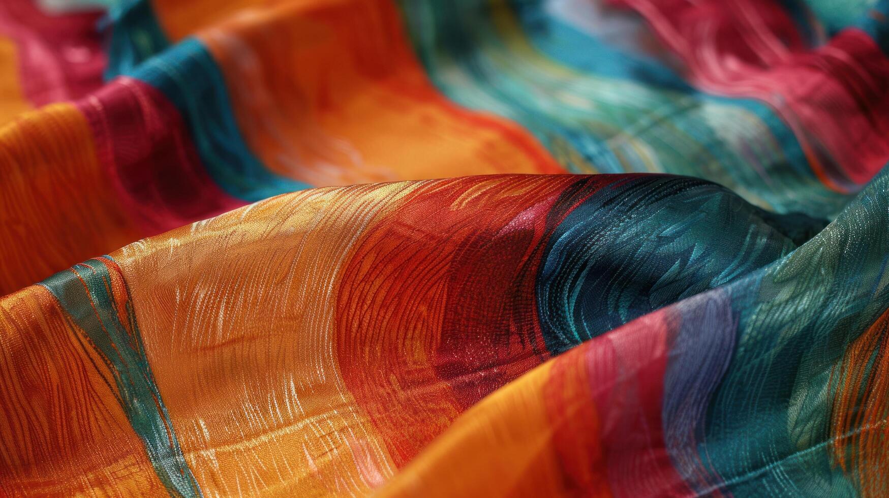 ai gerado opulento seda texturas crio a abstrato padronizar dentro vibrante cores foto