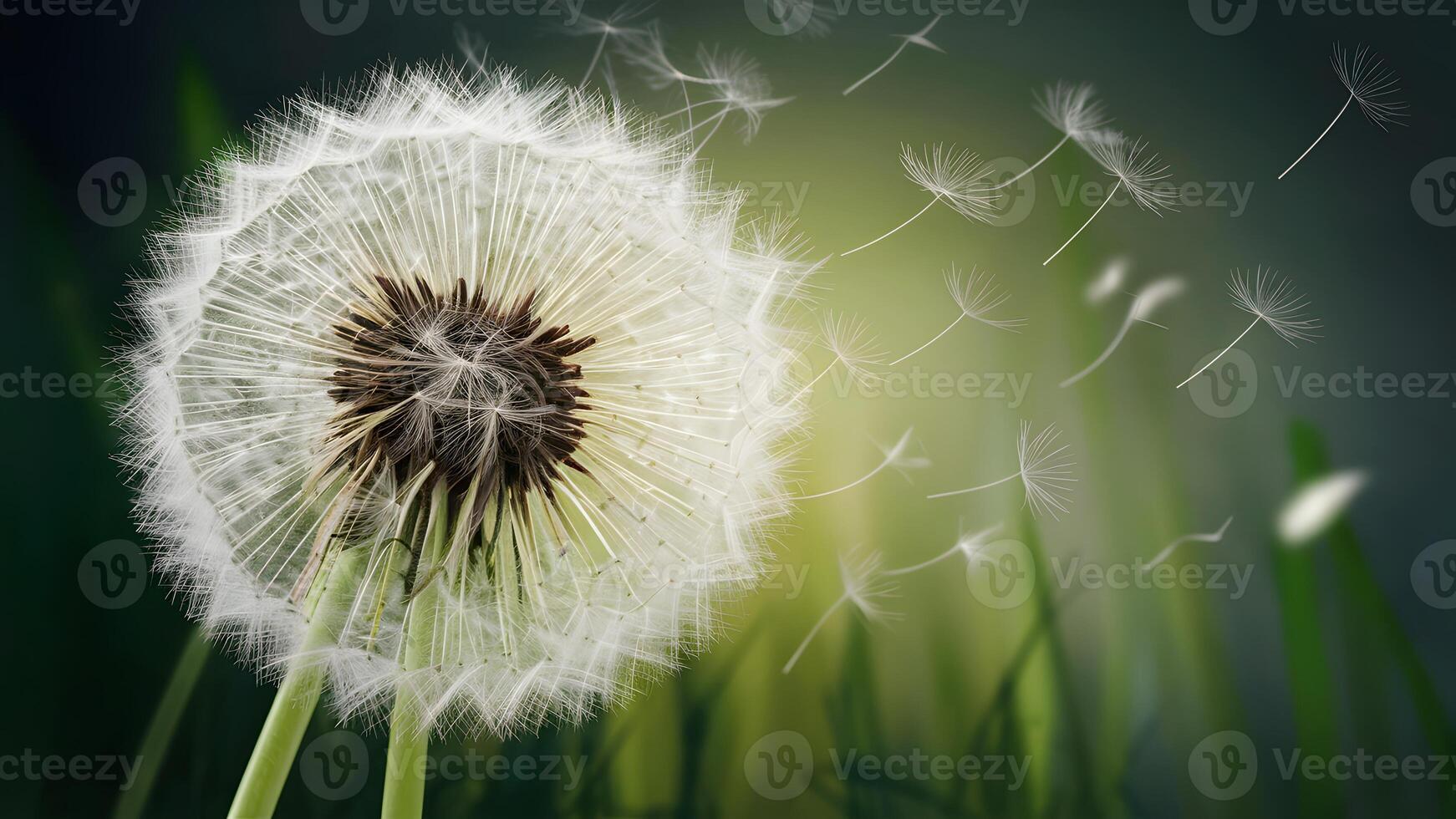 ai gerado dente de leão flor abstrato pano de fundo acrescenta uma toque do etéreo beleza foto