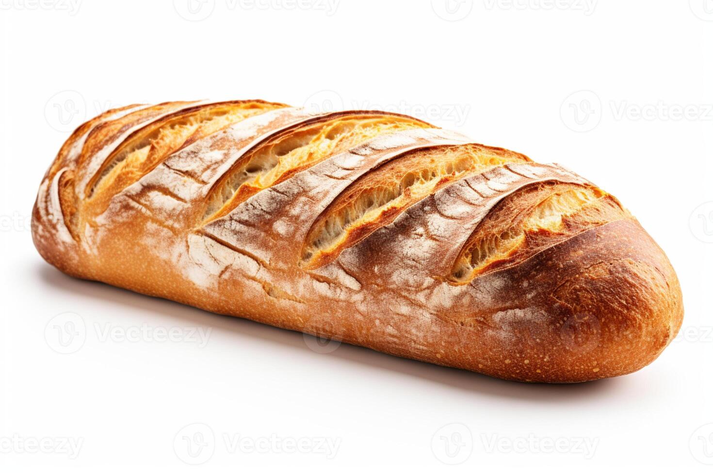 ai gerado francês pão isolado em branco fundo, pão totalmente dentro foco, estúdio luz foto