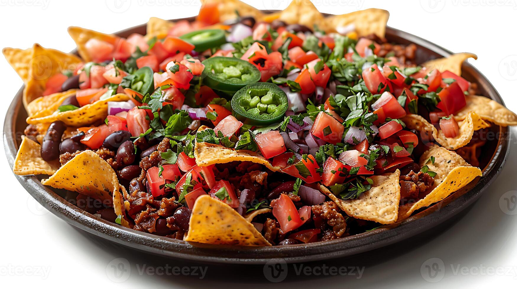 ai gerado fresco saboroso Comida nachos em uma de madeira mesa fechar acima Visão foto