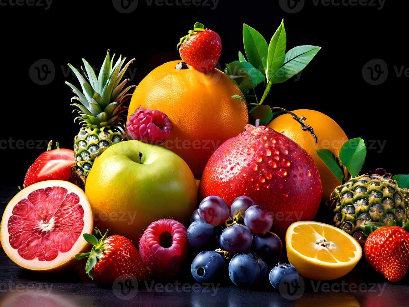 ai gerado diferente tipos do fresco frutas foto