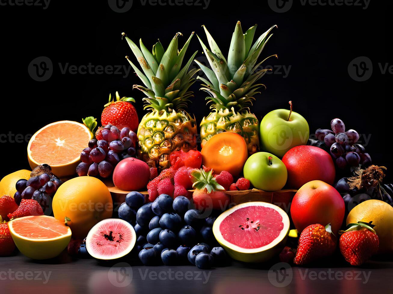 ai gerado diferente tipos do fresco frutas foto