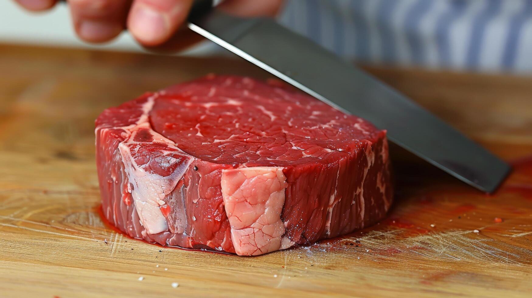 ai gerado pessoa corte acima uma peça do carne foto