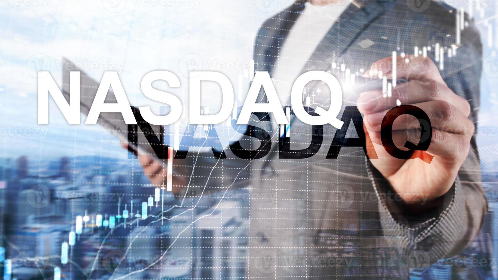 conceito de finanças do mercado de ações nasdaq. crise de mercado foto