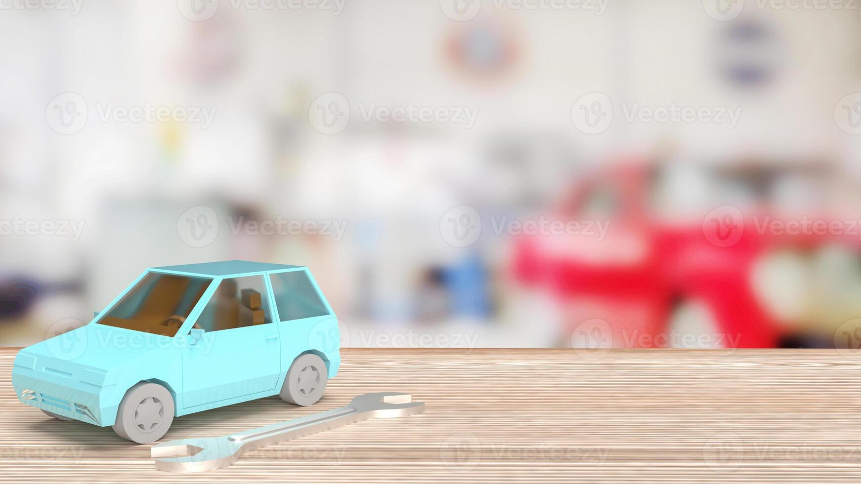 a carro e ferramenta para garagem ou serviço conceito 3d Renderização. foto