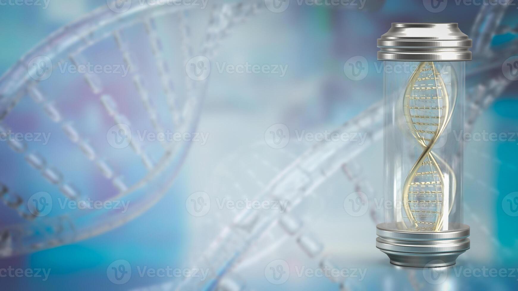 a dna dentro vidro tubo para sci ou Educação conceito 3d Renderização. foto