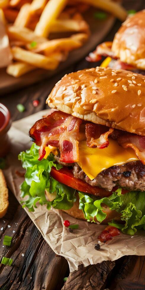 ai gerado delicioso derretido queijo hamburguer fechar-se foto