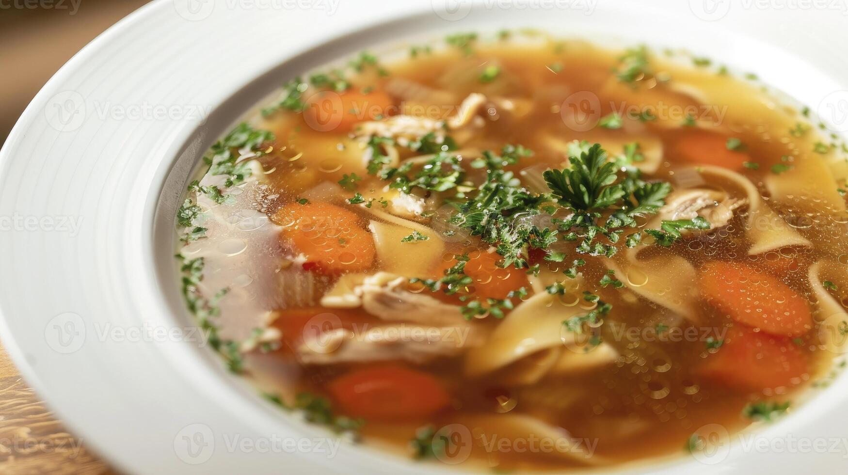 ai gerado fechar-se do frango macarrão sopa foto