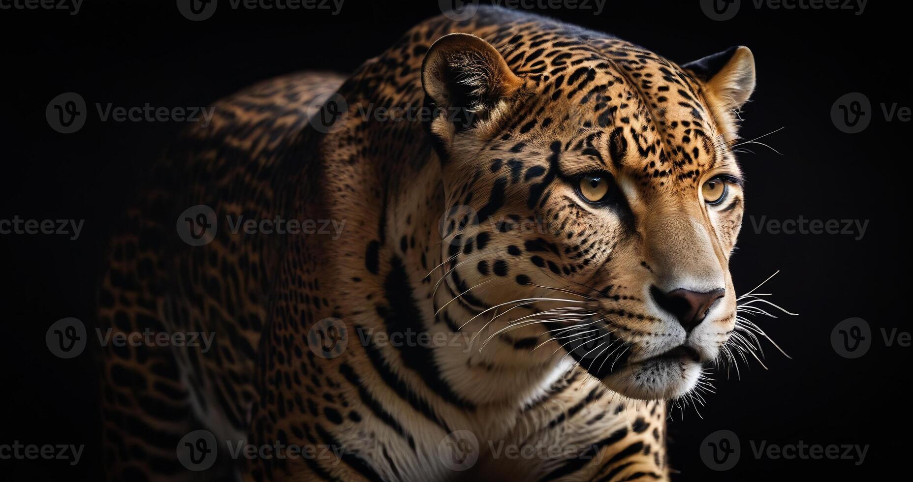ai gerado jaguar animal em Preto fundo, jaguar retrato , lindo tiro do a africano leopardo, jaguar foto