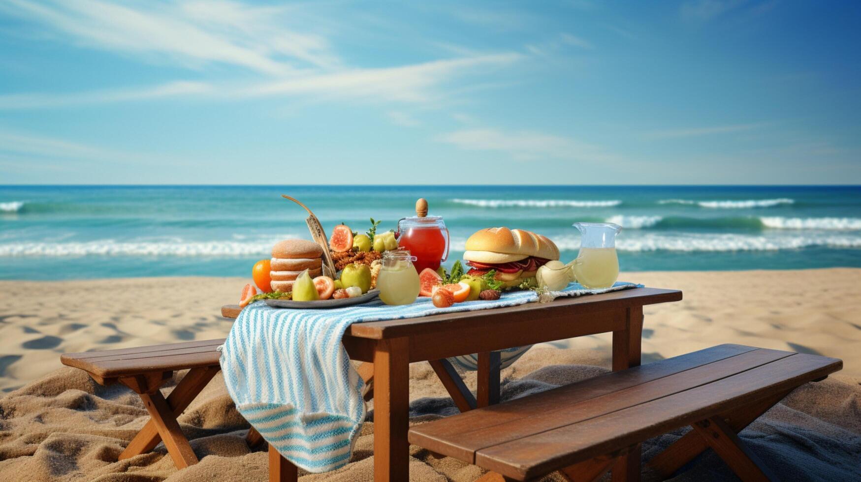 ai gerado perfeito para de praia piqueniques e ao ar livre refeição promoção foto