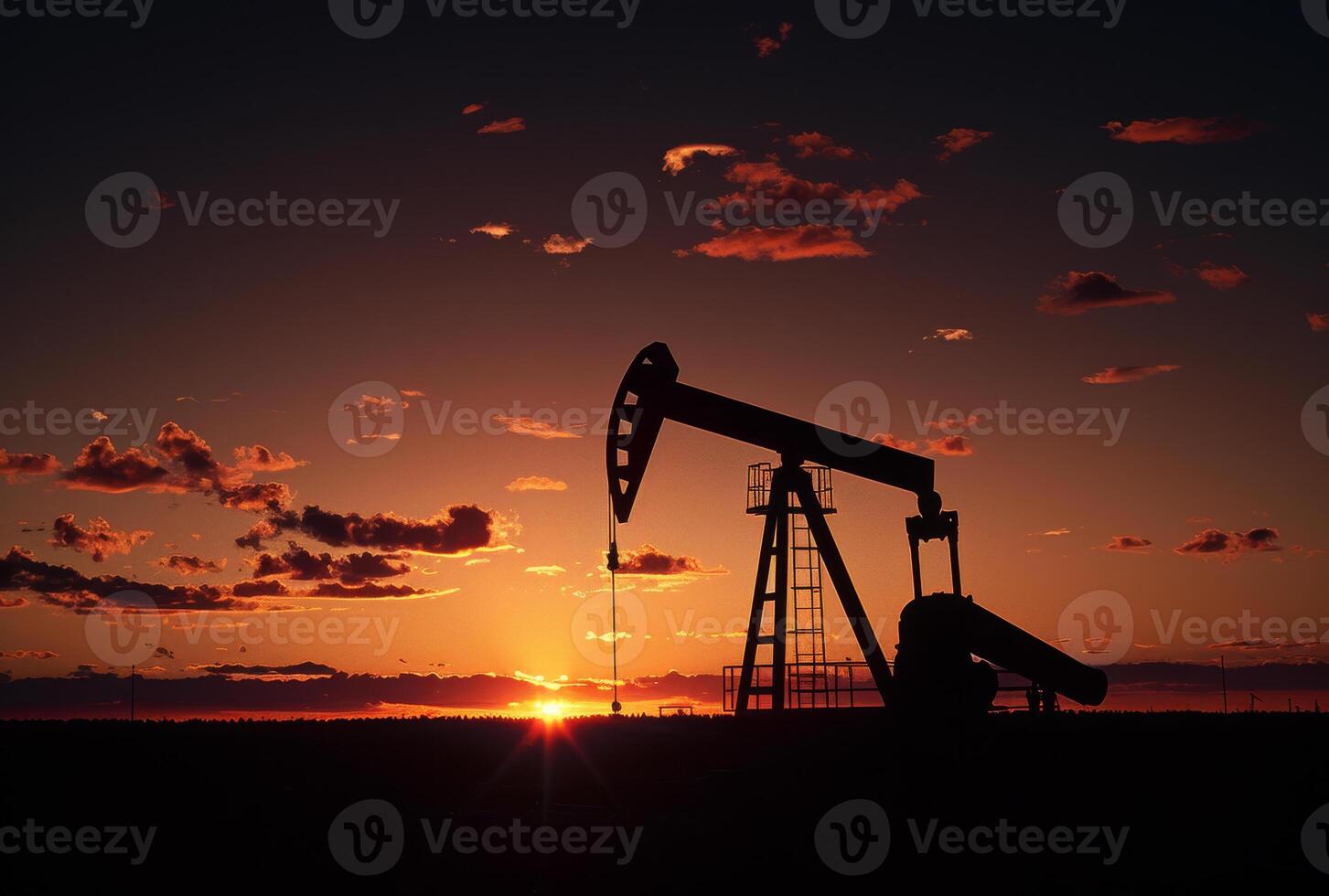 ai gerado óleo bomba óleo equipamento energia industrial máquina para petróleo dentro a pôr do sol fundo para Projeto foto