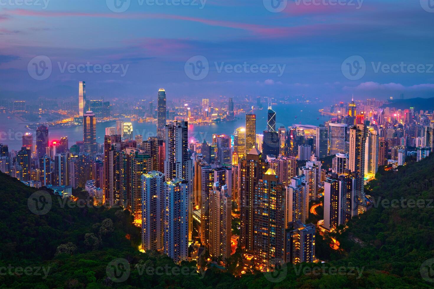 hong kong arranha-céus Horizonte paisagem urbana Visão foto