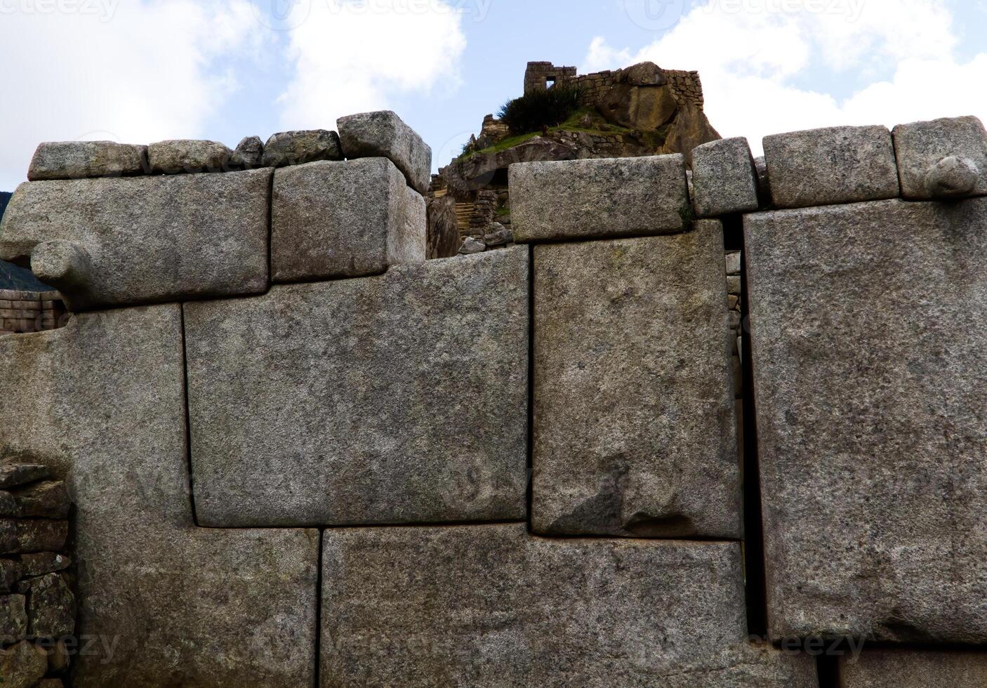 detalhe do inca pedra paredes Machu picchu Peru sul América foto