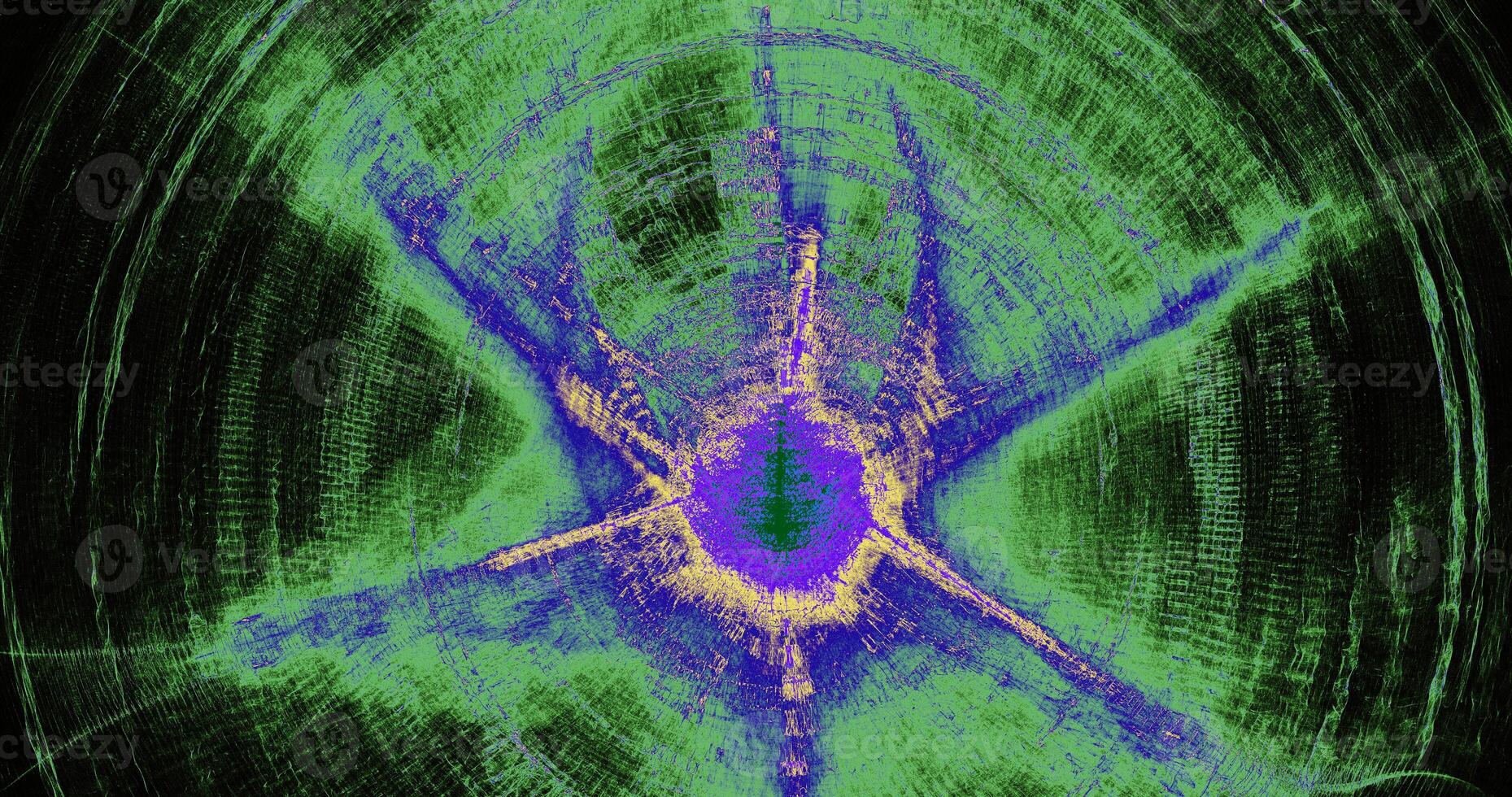 abstrato Projeto dentro verde azul amarelo roxa linhas curvas partículas foto
