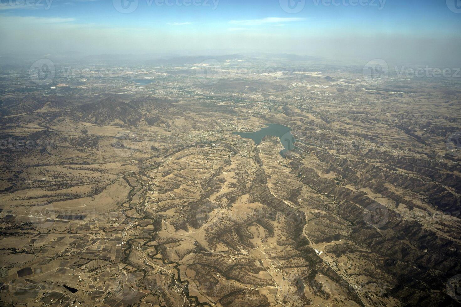presa san Luis taxhimay lago central México aéreo Visão a partir de avião foto