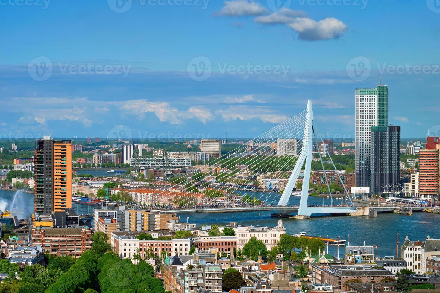 Visão do Rotterdam cidade e a borracha ponte foto