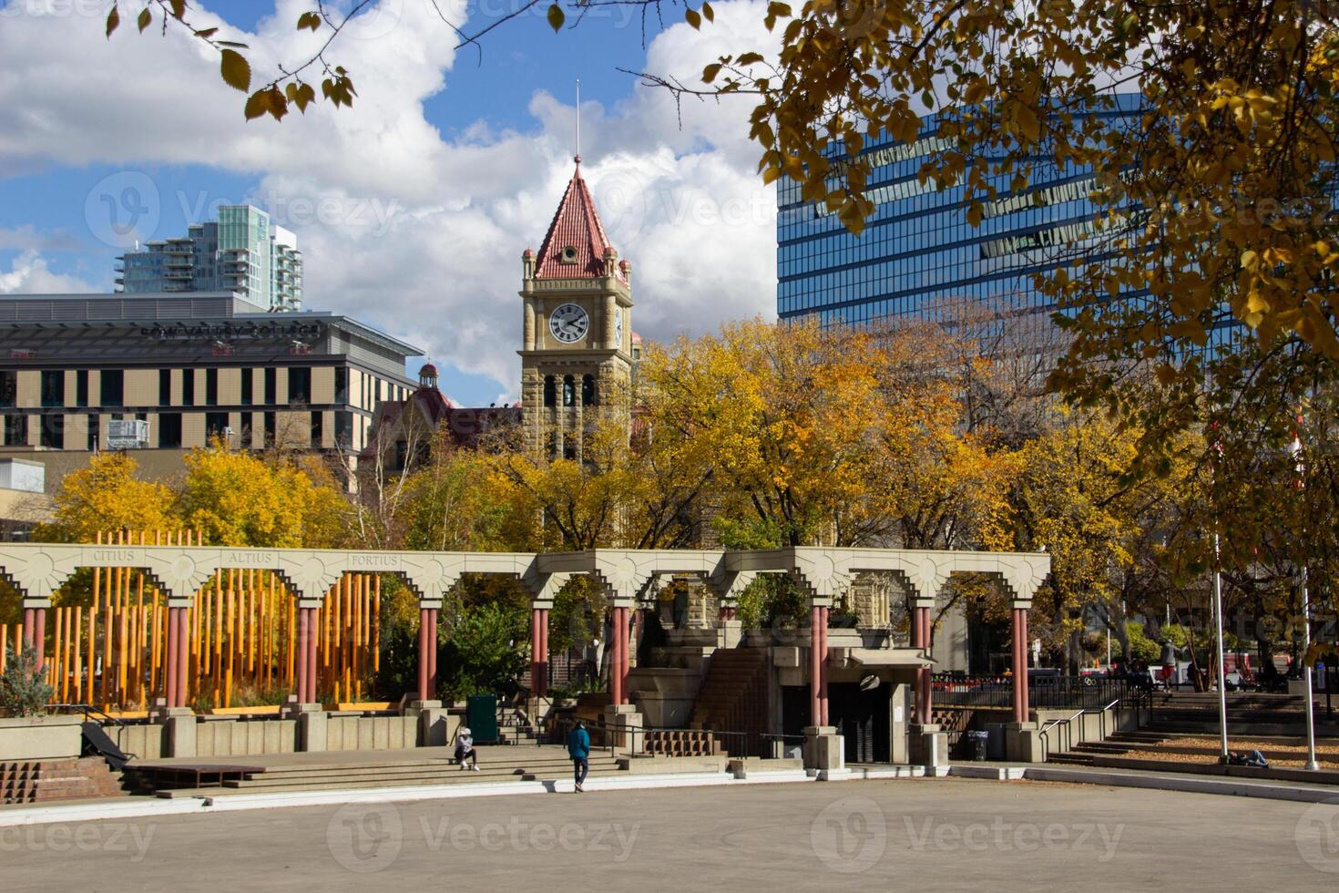 Calgary cidade corredor dentro outono foto