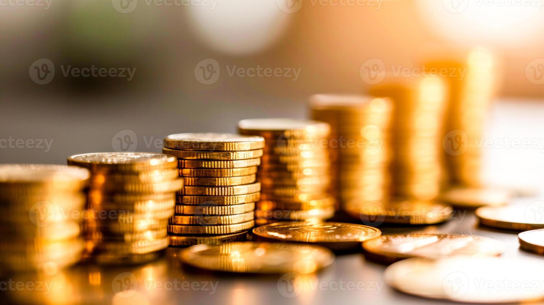 ai gerado Aumentar pilhas do moedas contra uma borrado fundo, simbolizando financeiro crescimento ou investimento.stacked moedas financeiro conceito. foto