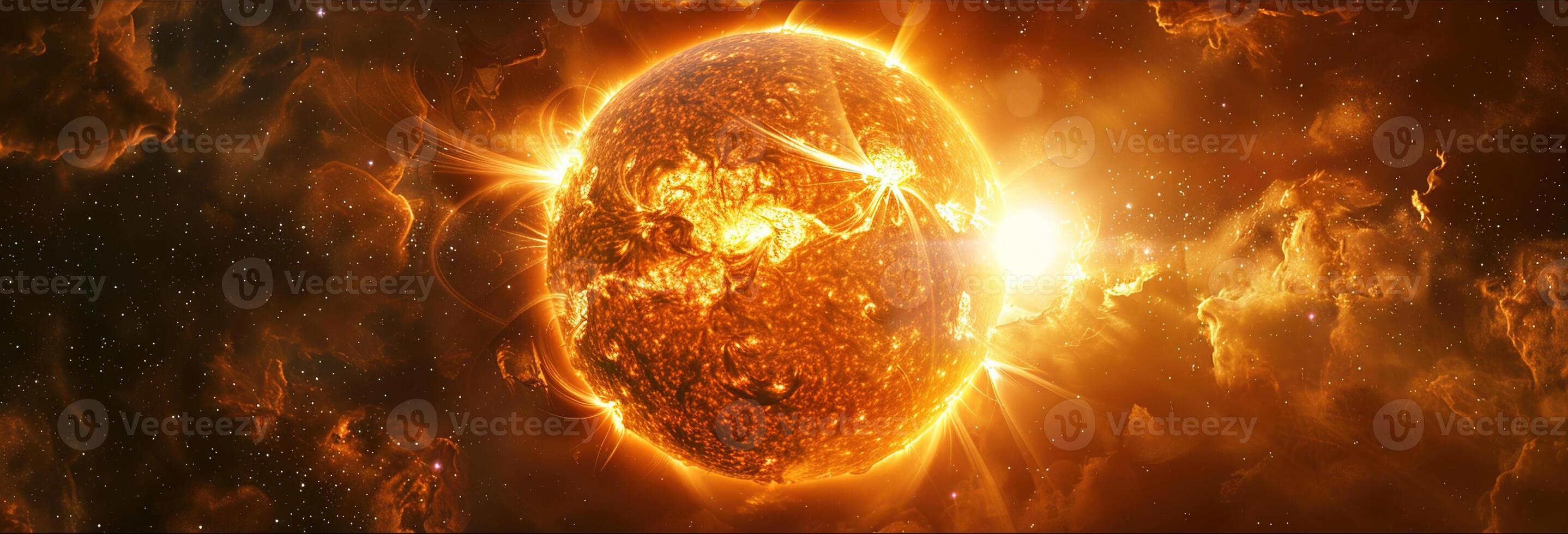 ai gerado uma parecido com o sol da estrela brilhante amarelo luz ilumina espaço, simbolizando cósmico estabilidade e hidrogênio fusão maravilhas. foto