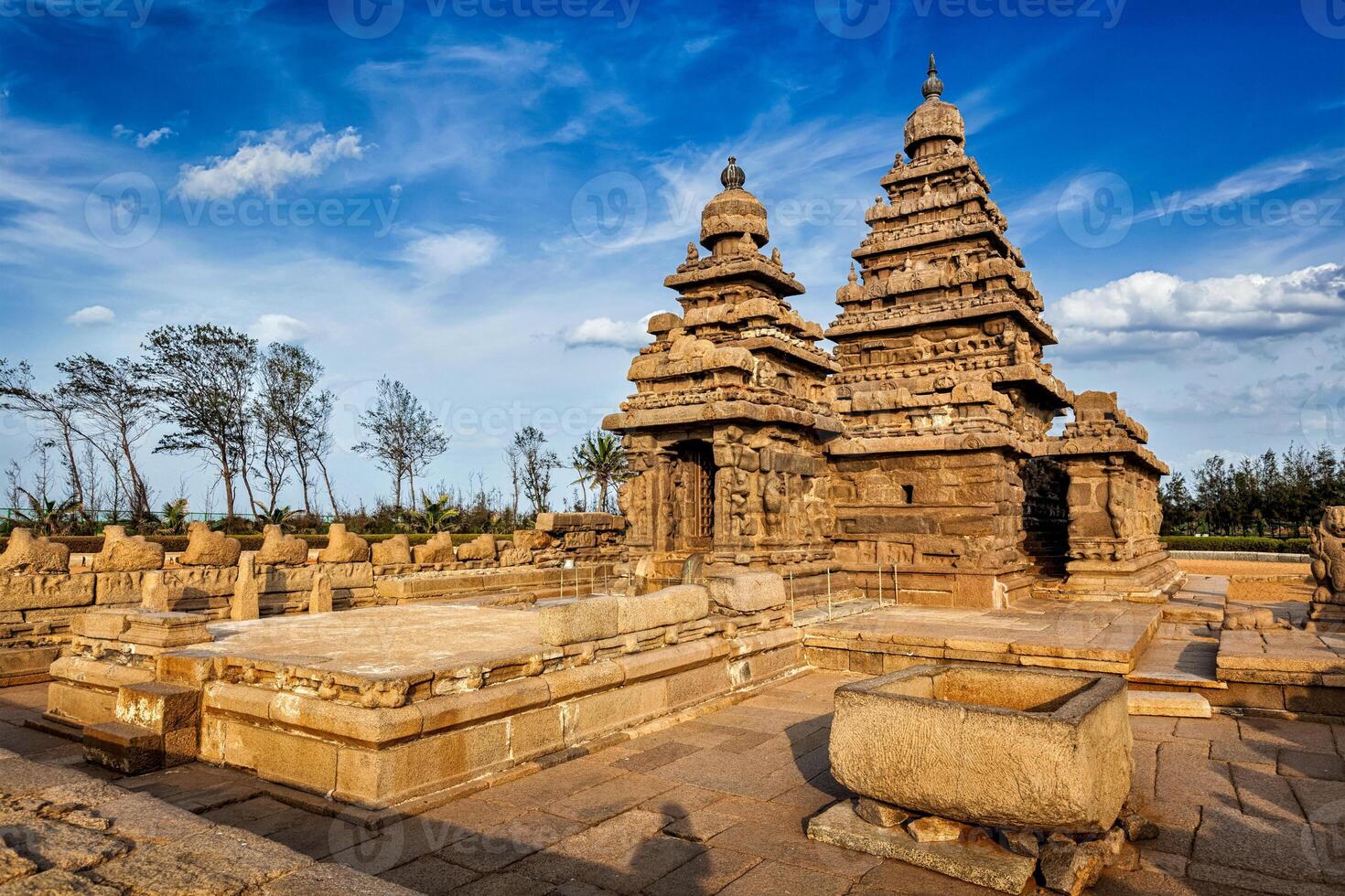 costa têmpora - mundo herança local dentro Mahabalipuram, tamil nad foto