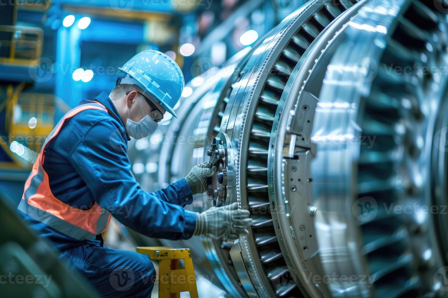 ai gerado técnico é fazendo manutenção vento energia motor foto