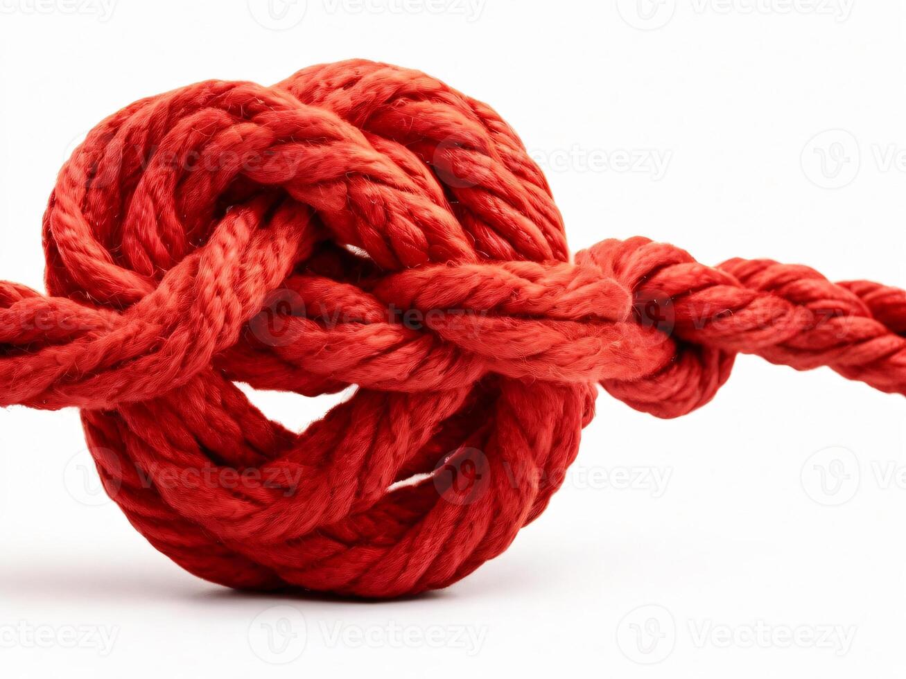 ai gerado vermelho corda dentro uma nó isolado em branco fundo. foto