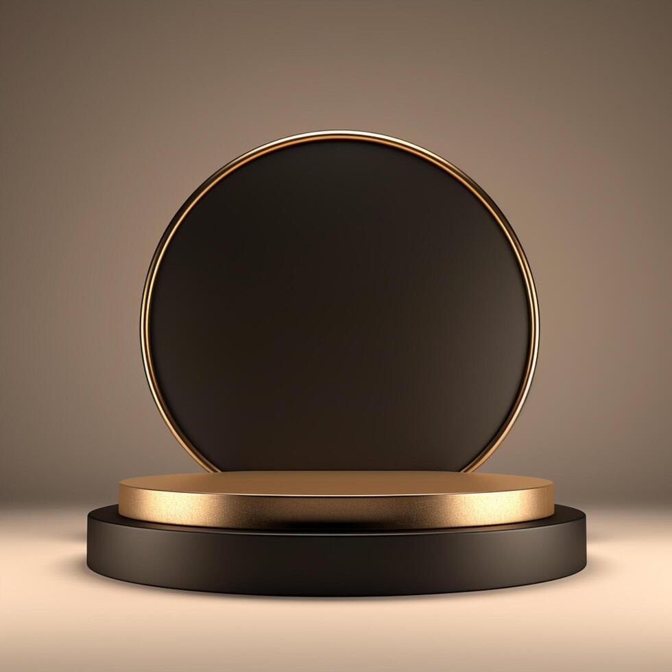 ai gerado lindo, elegante fundo com uma pedestal e uma mostruário. 3d ilustração, 3d Renderização foto