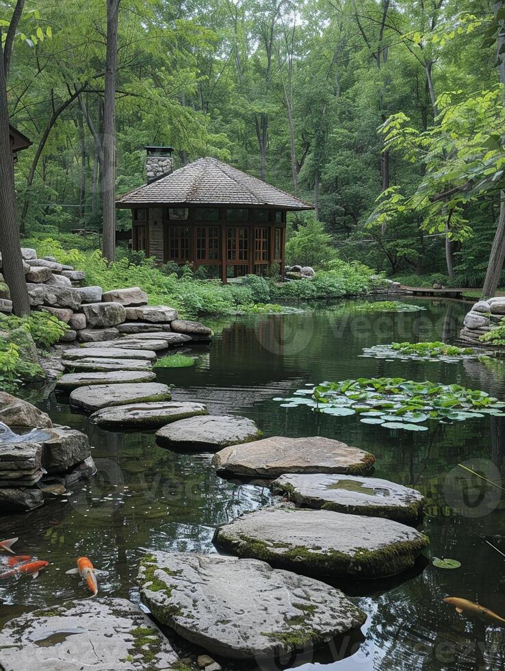 ai gerado tranquilo quintal zen inspirado santuário foto