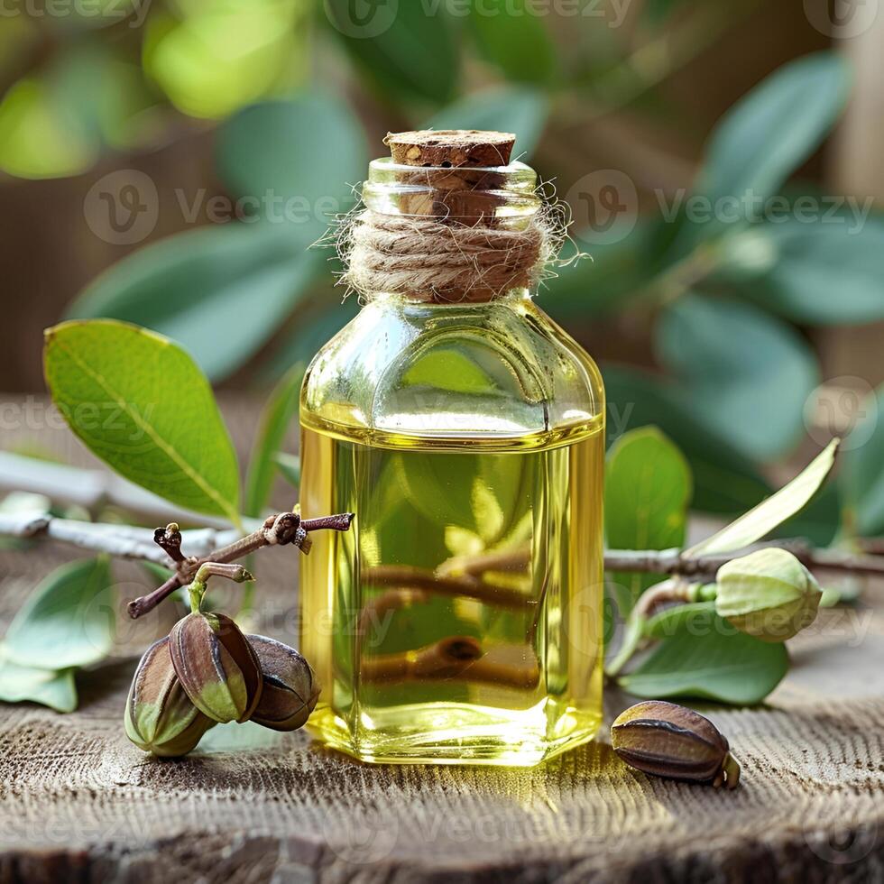 ai gerado jojoba óleo dentro bootle foto