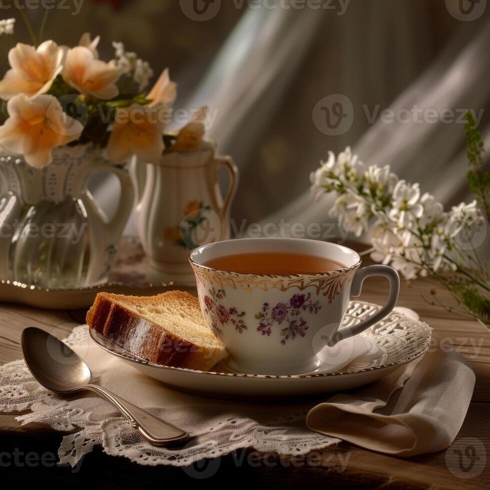 ai gerado delicioso café da manhã em uma cafeteria mesa foto