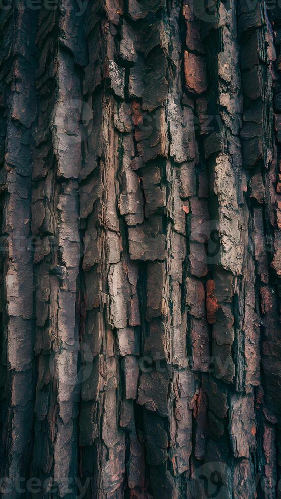 ai gerado sujeito árvore latido textura fundo, natural superfície padrão, fechar acima foto vertical Móvel papel de parede