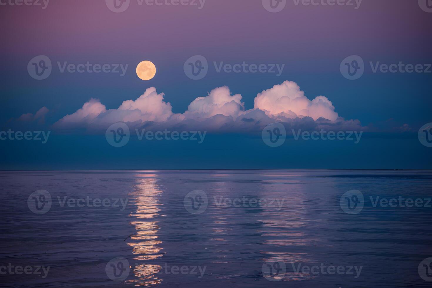 ai gerado lua e nuvens crio atmosférico cena acima tranquilo mar foto