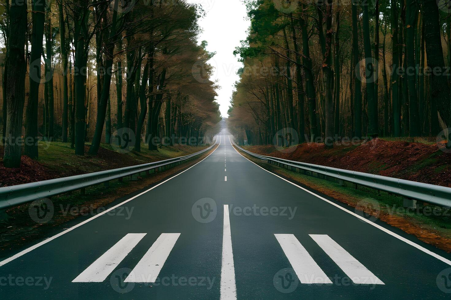 ai gerado pavimentou estrada com branco marcações para eficiente transporte gestão foto