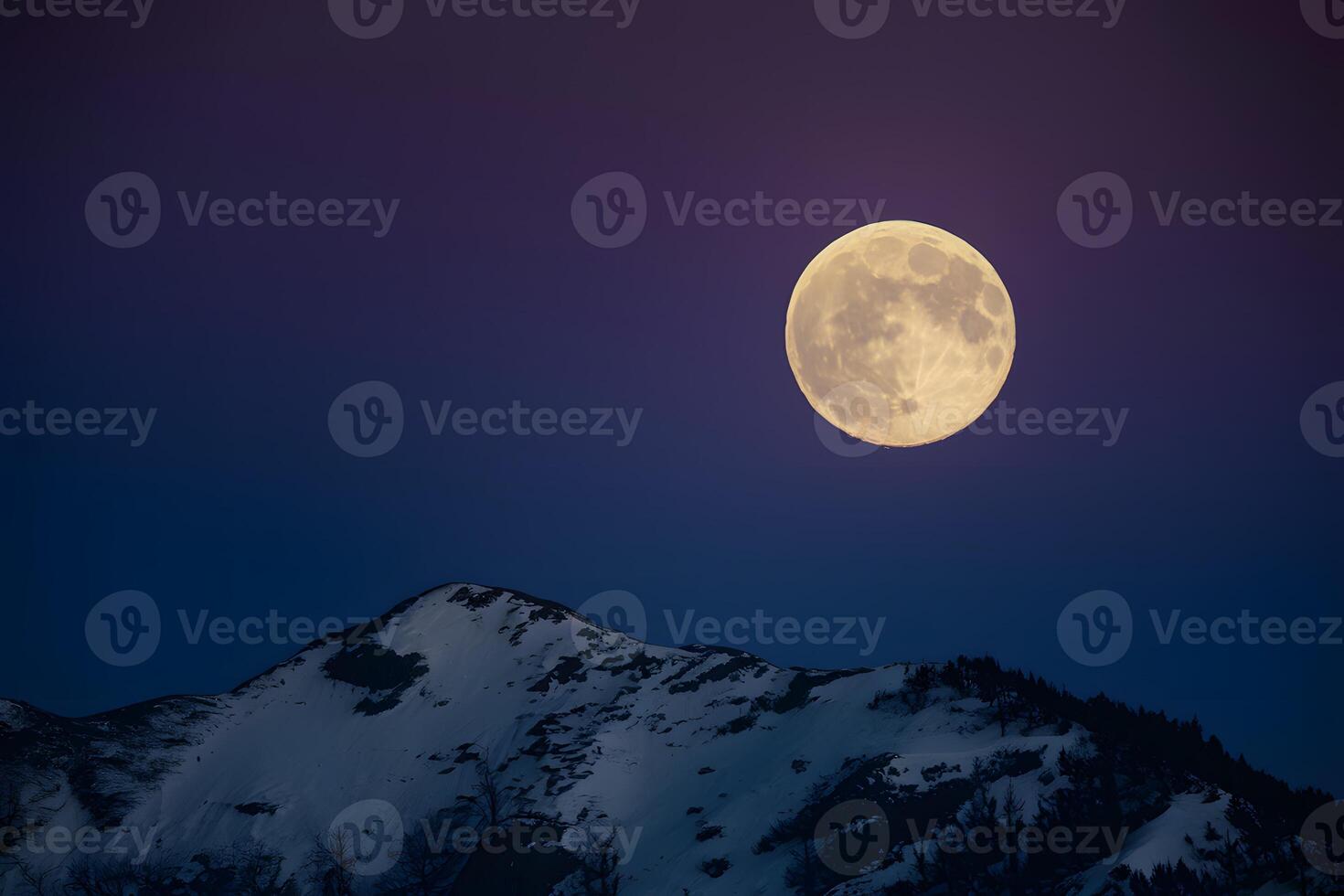 ai gerado stockimage cheio lua brilha brilhantemente contra a pano de fundo do a noite céu foto