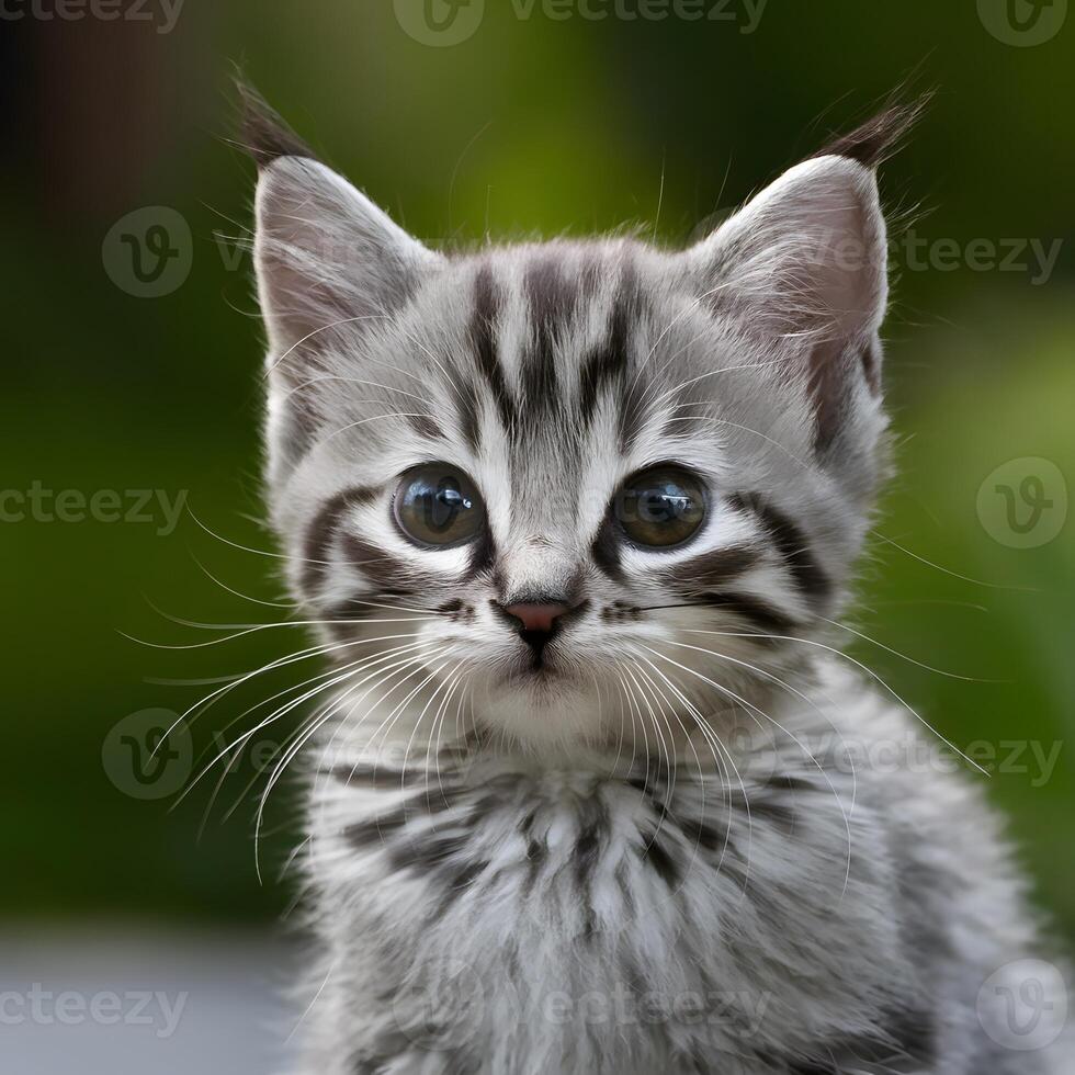 ai gerado curioso gatinho olhares fixos com borrado fundo para social meios de comunicação postar Tamanho foto