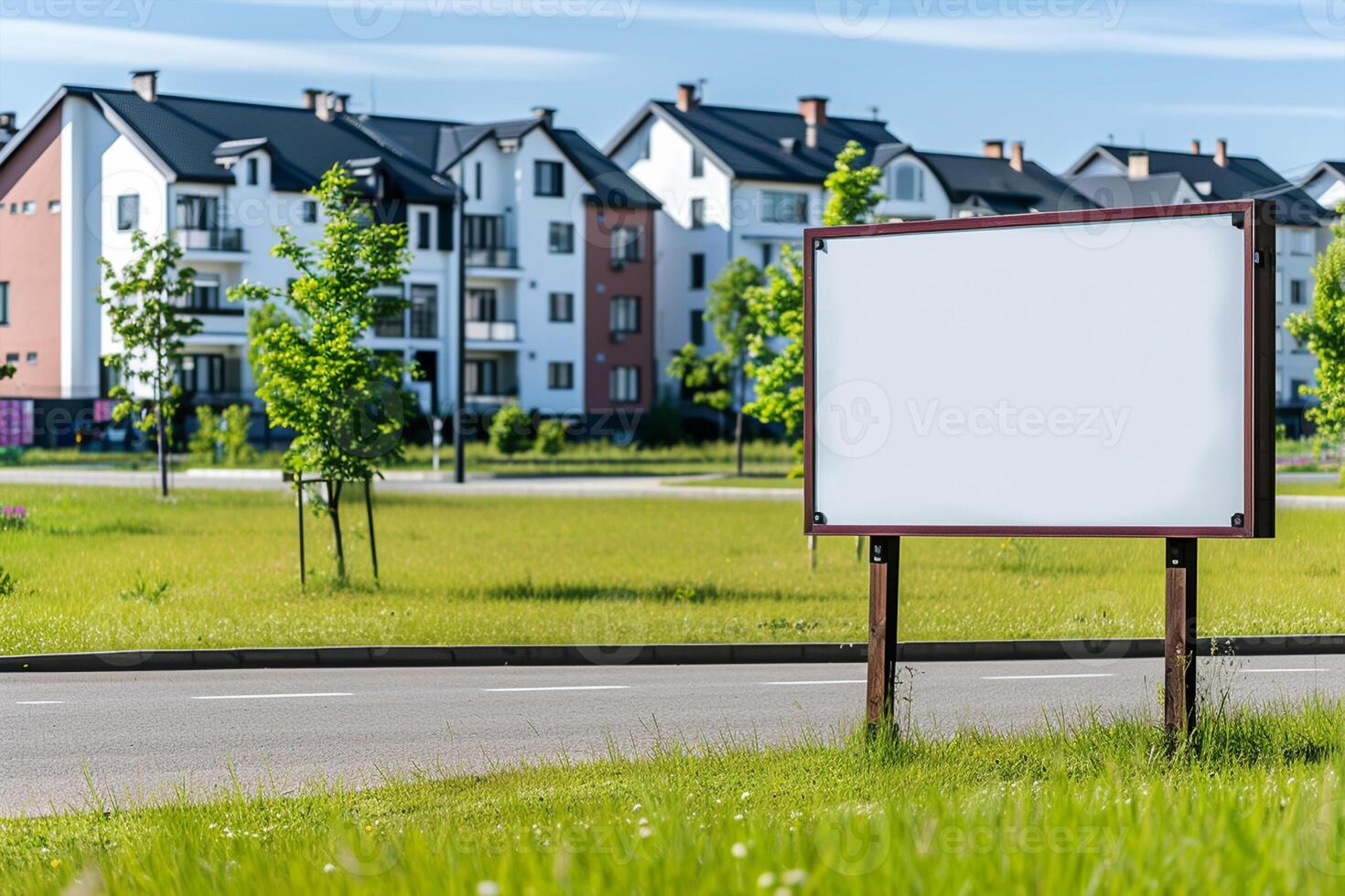 ai gerado em branco Preto Painel publicitário contra apartamento família casa esvaziar brincar modelo foto