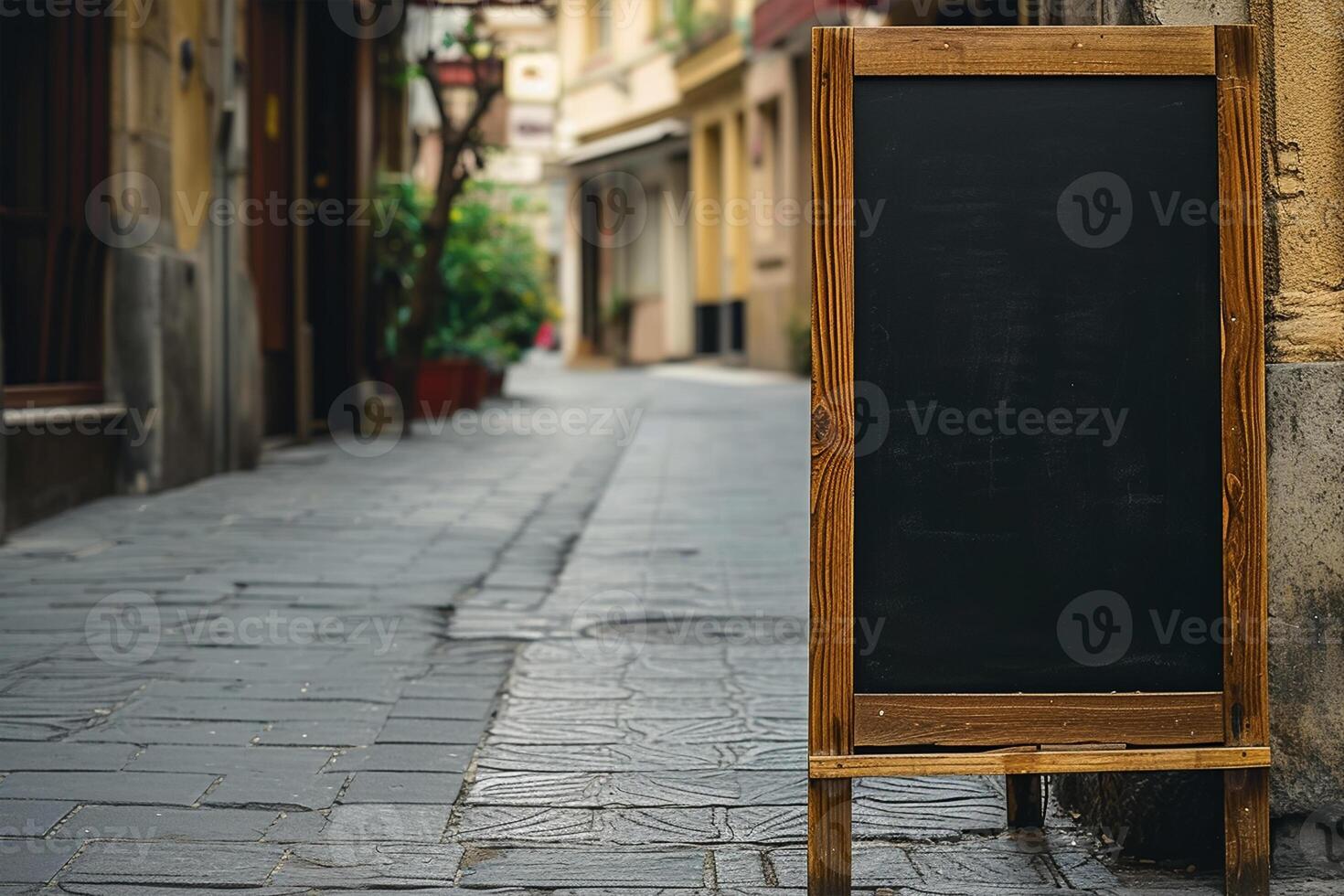 ai gerado esvaziar Preto borda maquetes dentro frente do uma café fazer compras foto