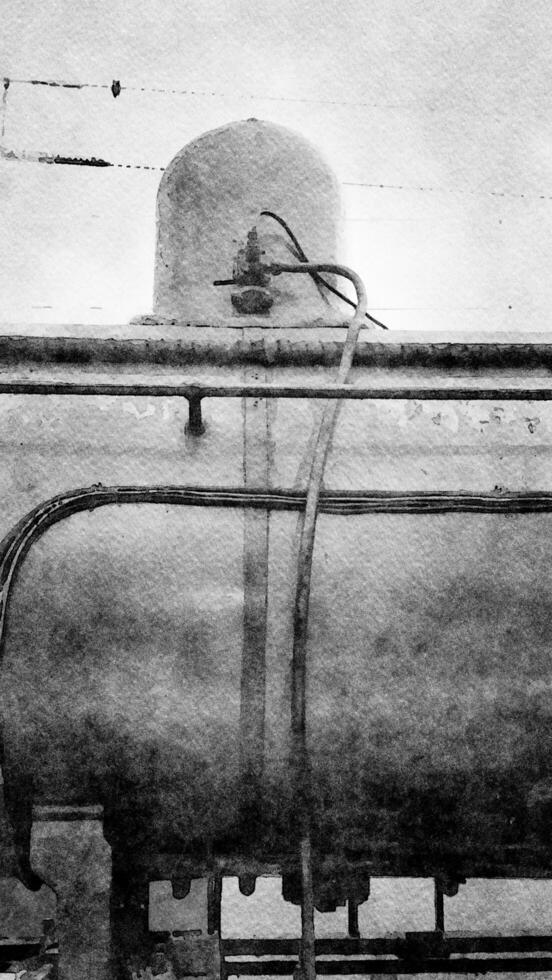 Preto e branco aguarela estilo do uma vintage vapor locomotiva foto