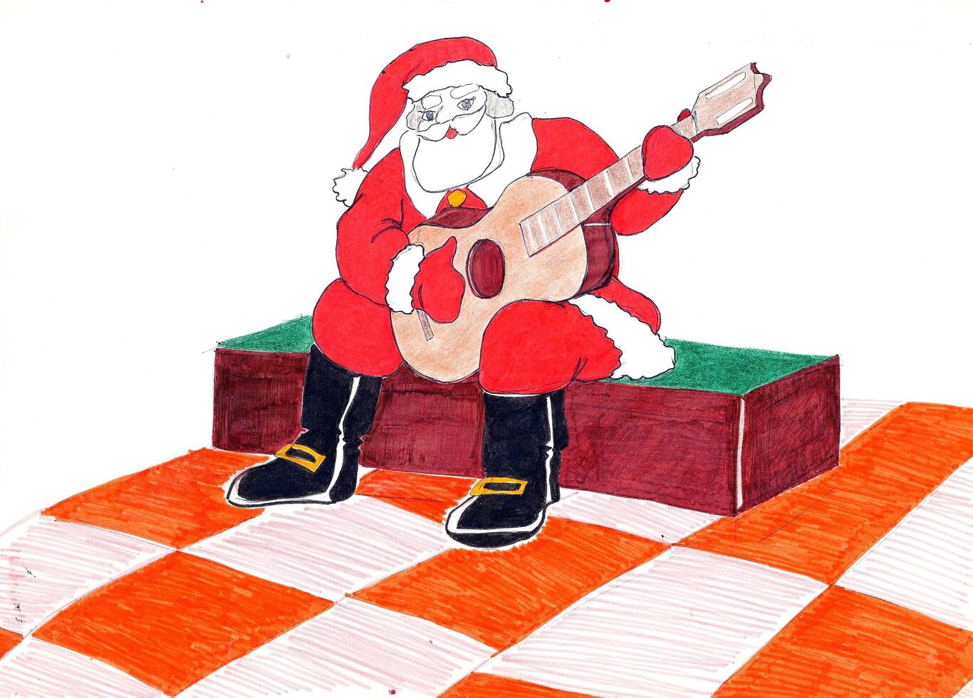 santa claus é jogando uma guitarra foto