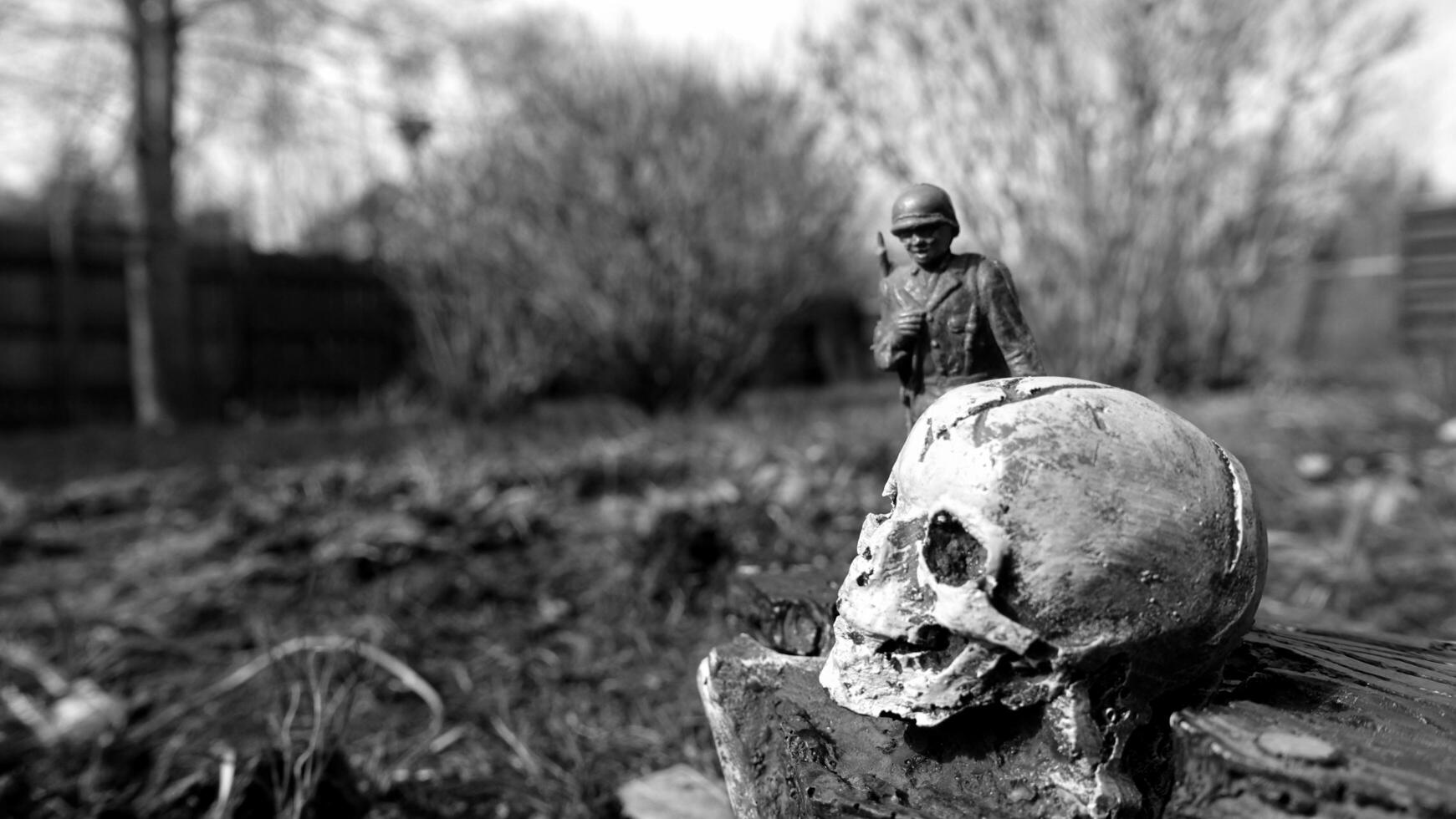 uma soldado dentro guerra sempre anda em com, juntos e para morte foto